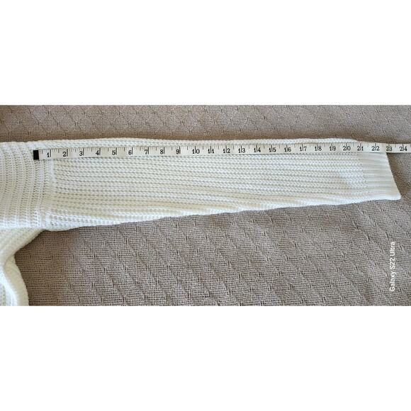 JustFab Cream White Cowel Neck Cheveron Pattern Long Sleeve Sweater Womens Small - Picture 6 of 10